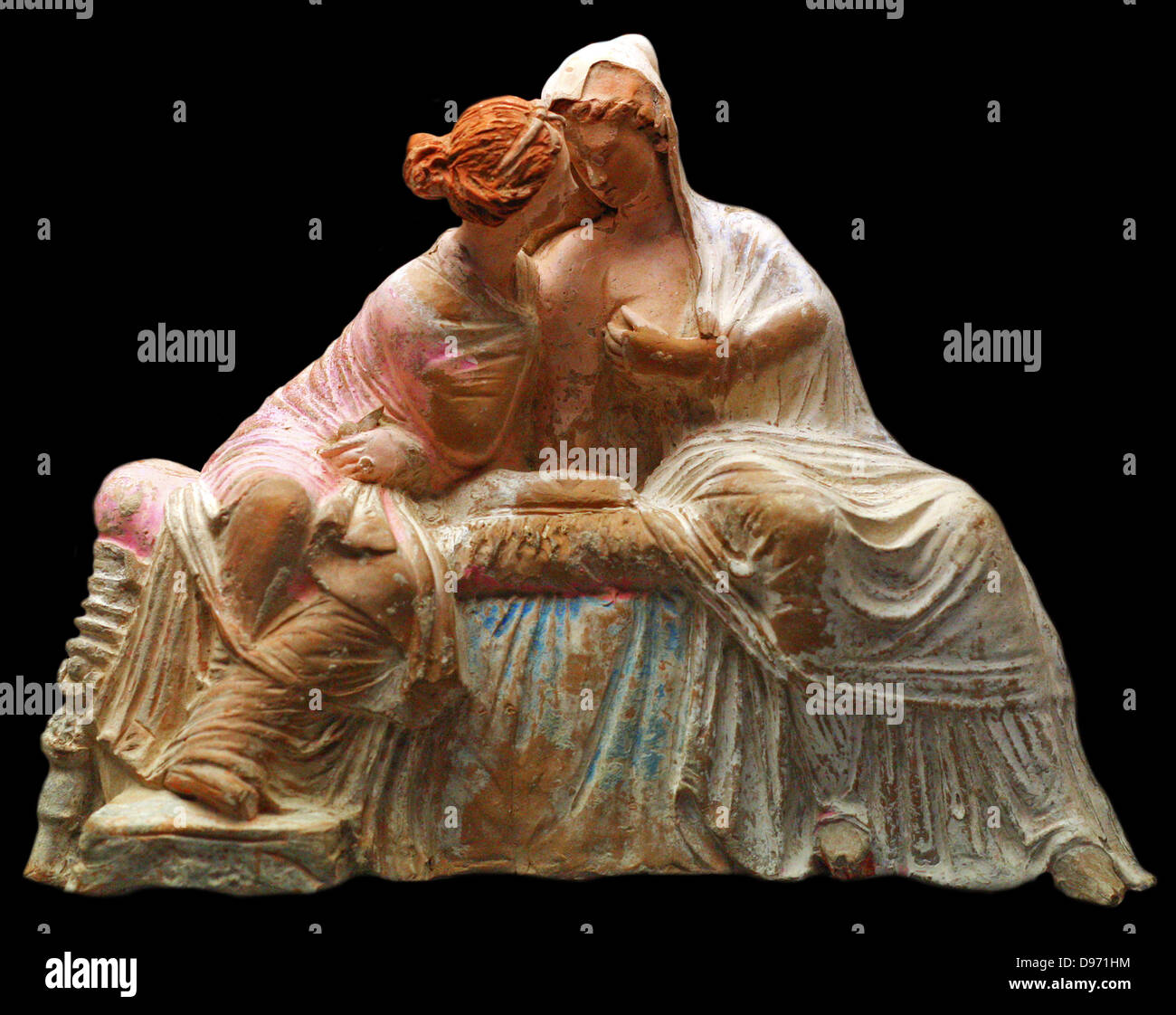 Gruppo In Terracotta Di Due Donne Seduti Forse Demetra E Sua Figlia Persefone Fatto A Mirina 