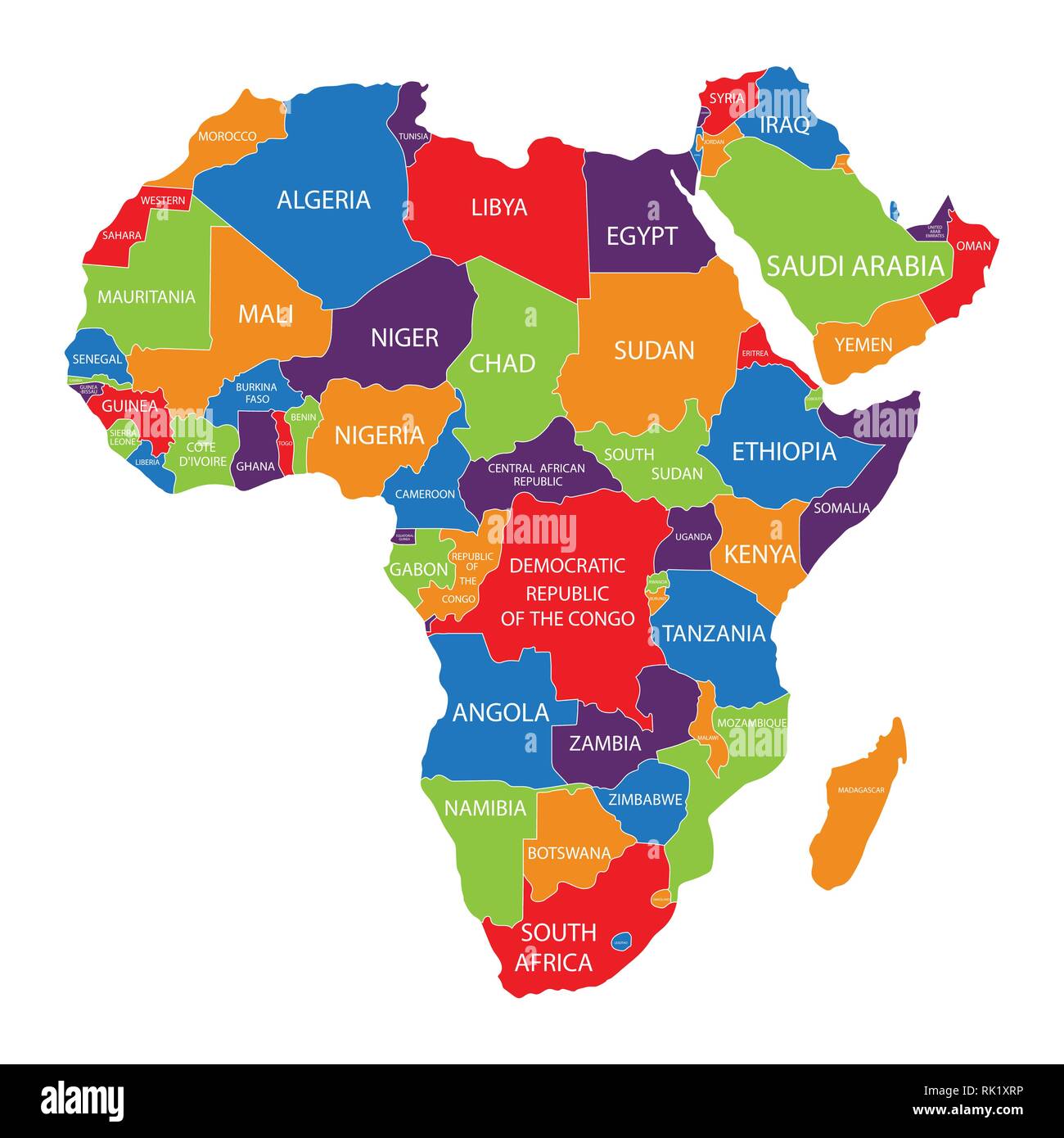 Illustrazione Vettoriale Africa Mappa Con I Nomi Dei Paesi Isolati Su Sfondo Bianco Il 7755