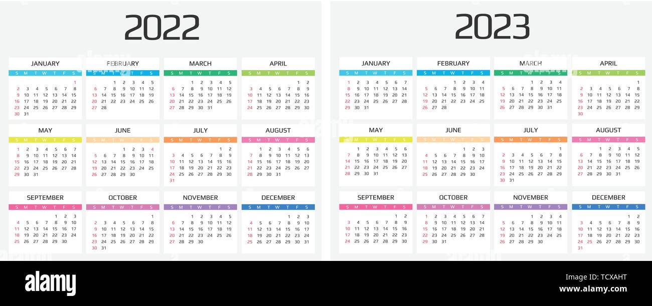 Calendario 2022 e 2023 modello. Dodici mesi. includono l'evento di